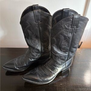 Justin Boots Black Leather Western Footwear